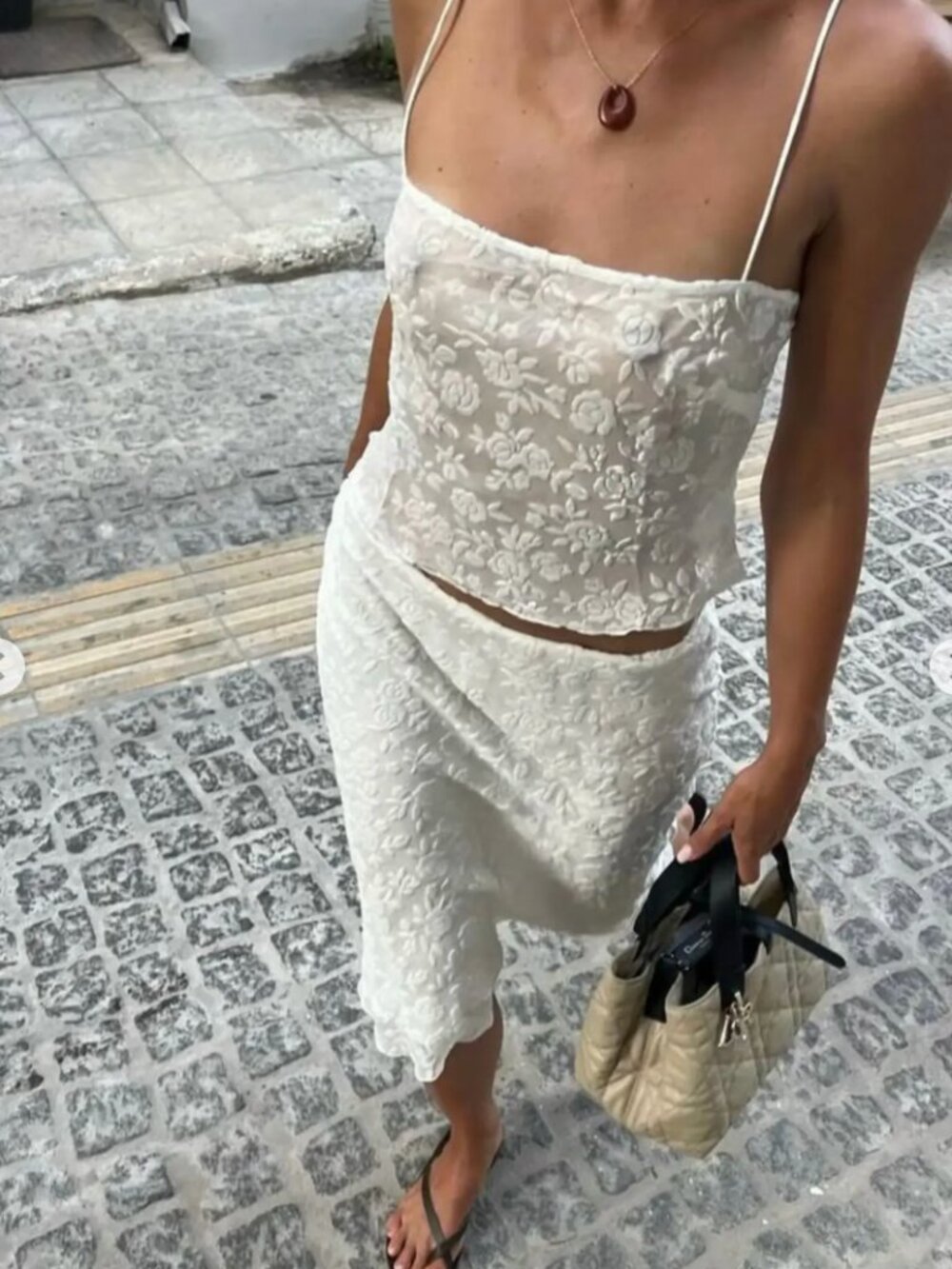 NWT Realisation Par The Odette Cami & The Bea Skirt Top Set Camellia Devoré